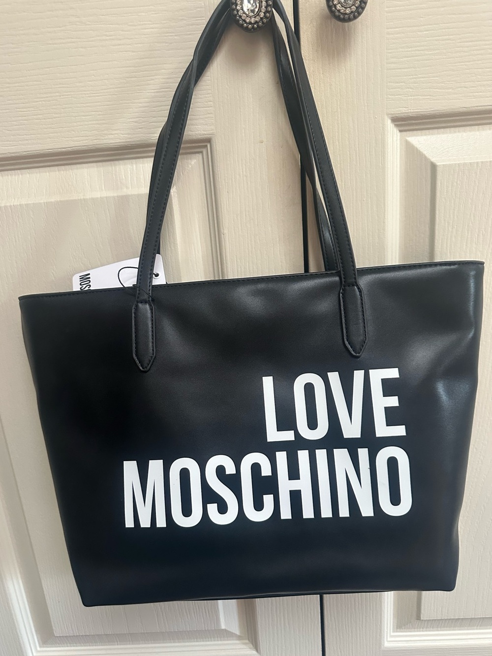 Love Moschino Black Tote with White Logo